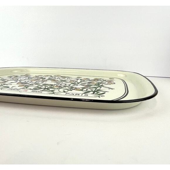 Vintage Pansy Toilet Soap Porcelain Enamelware Serving Tray - Picture 4 of 6